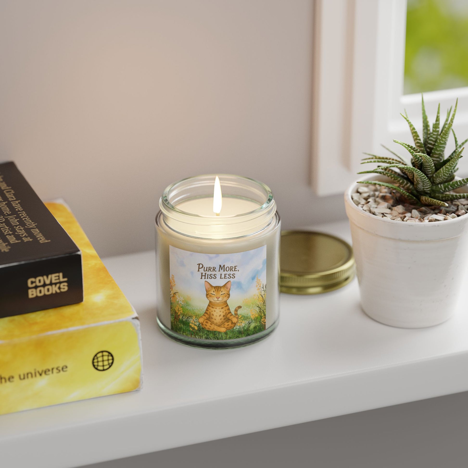 Scented Candles for Cat Lovers - Purr More, Hiss Less - Coconut Apricot Wax, 4oz & 9oz, Cat Lover Gifts, Relaxing Home Decor