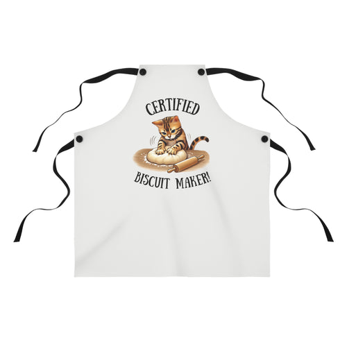 Certified Biscuit Maker Apron - Fun Cat Cooking Gift, Baking Apparel for Cat Lovers, Kitchen Accessory, Unique Gift for Bakers
