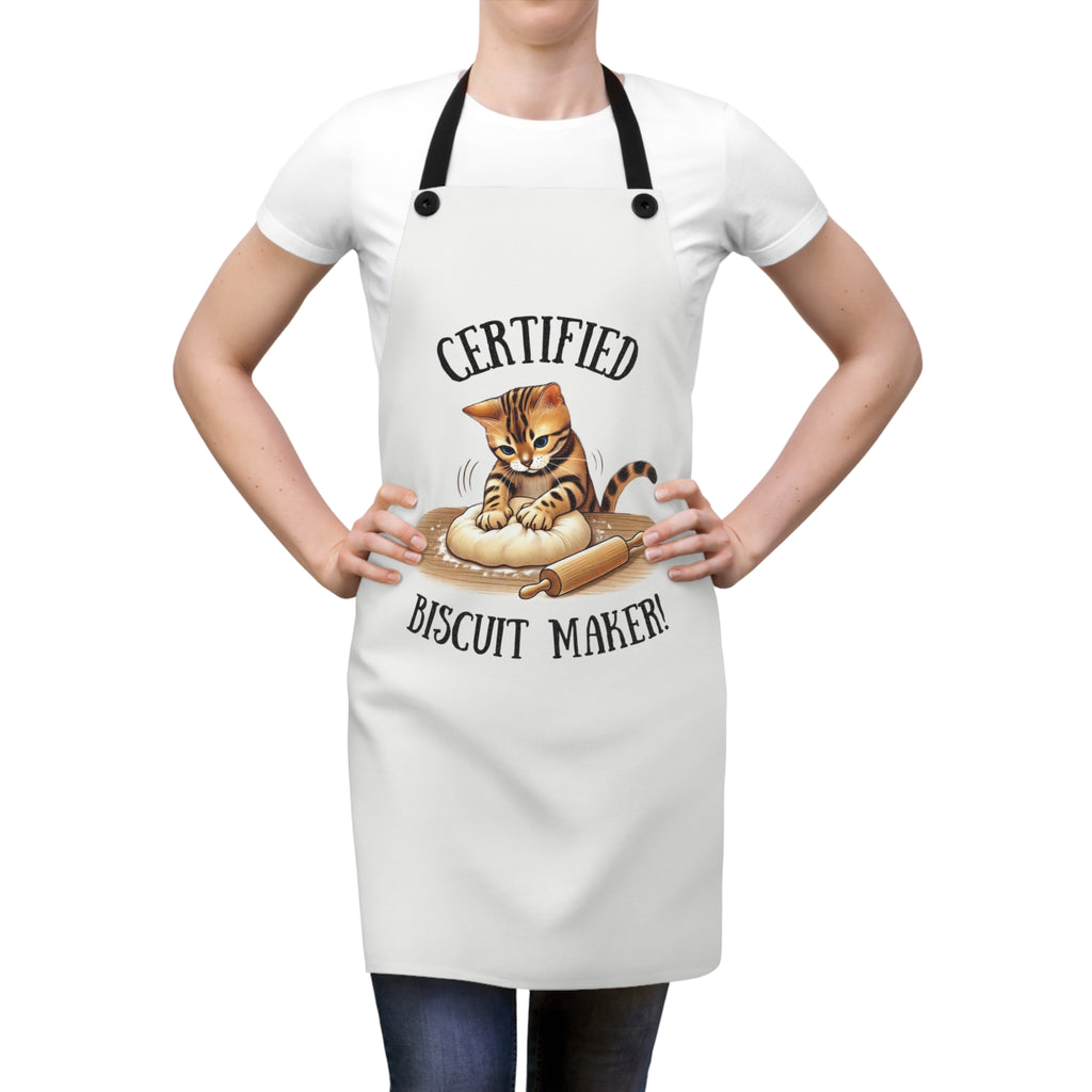 Certified Biscuit Maker Apron - Fun Cat Cooking Gift, Baking Apparel for Cat Lovers, Kitchen Accessory, Unique Gift for Bakers