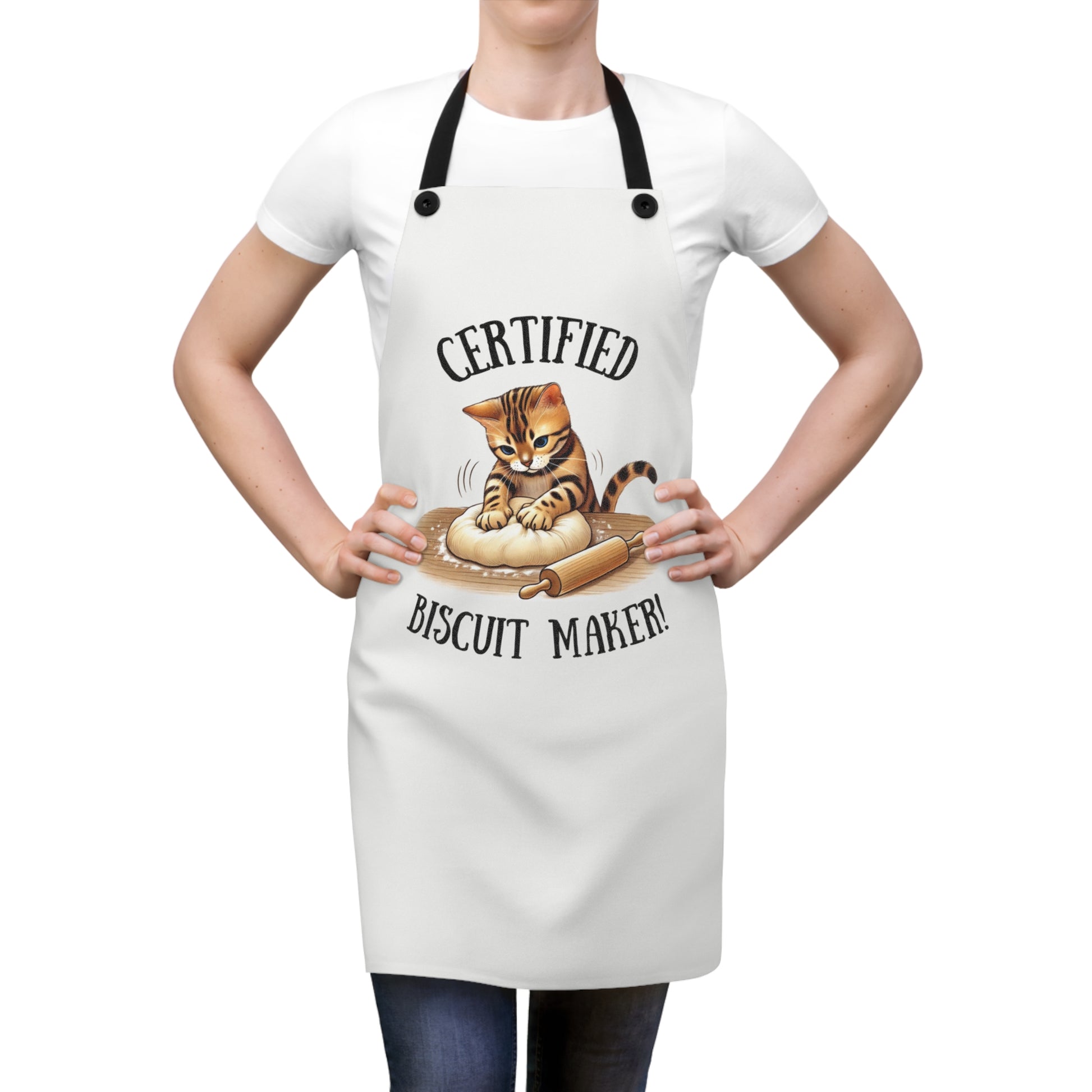Certified Biscuit Maker Apron - Fun Cat Cooking Gift, Baking Apparel for Cat Lovers, Kitchen Accessory, Unique Gift for Bakers