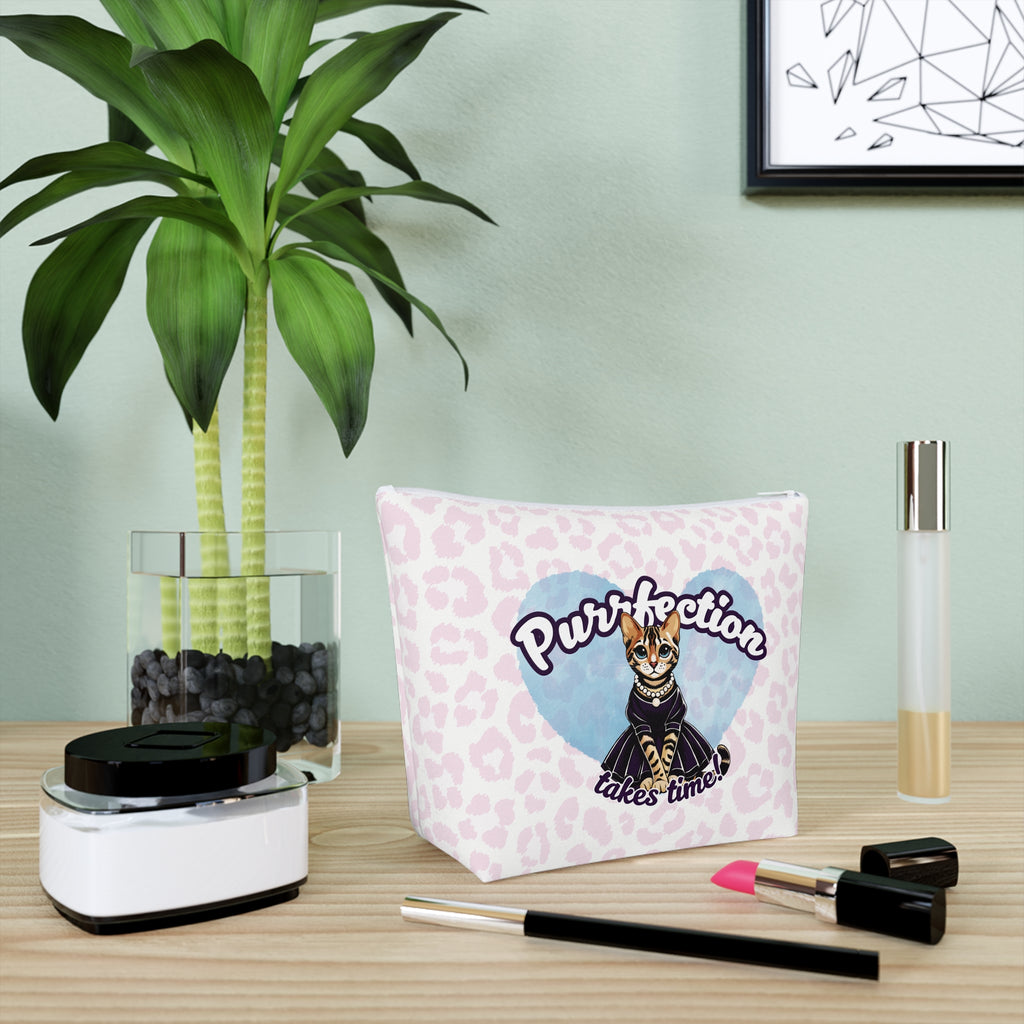 Purrfection Takes Time Cosmetic Bag | Cat Lover's Makeup Organizer