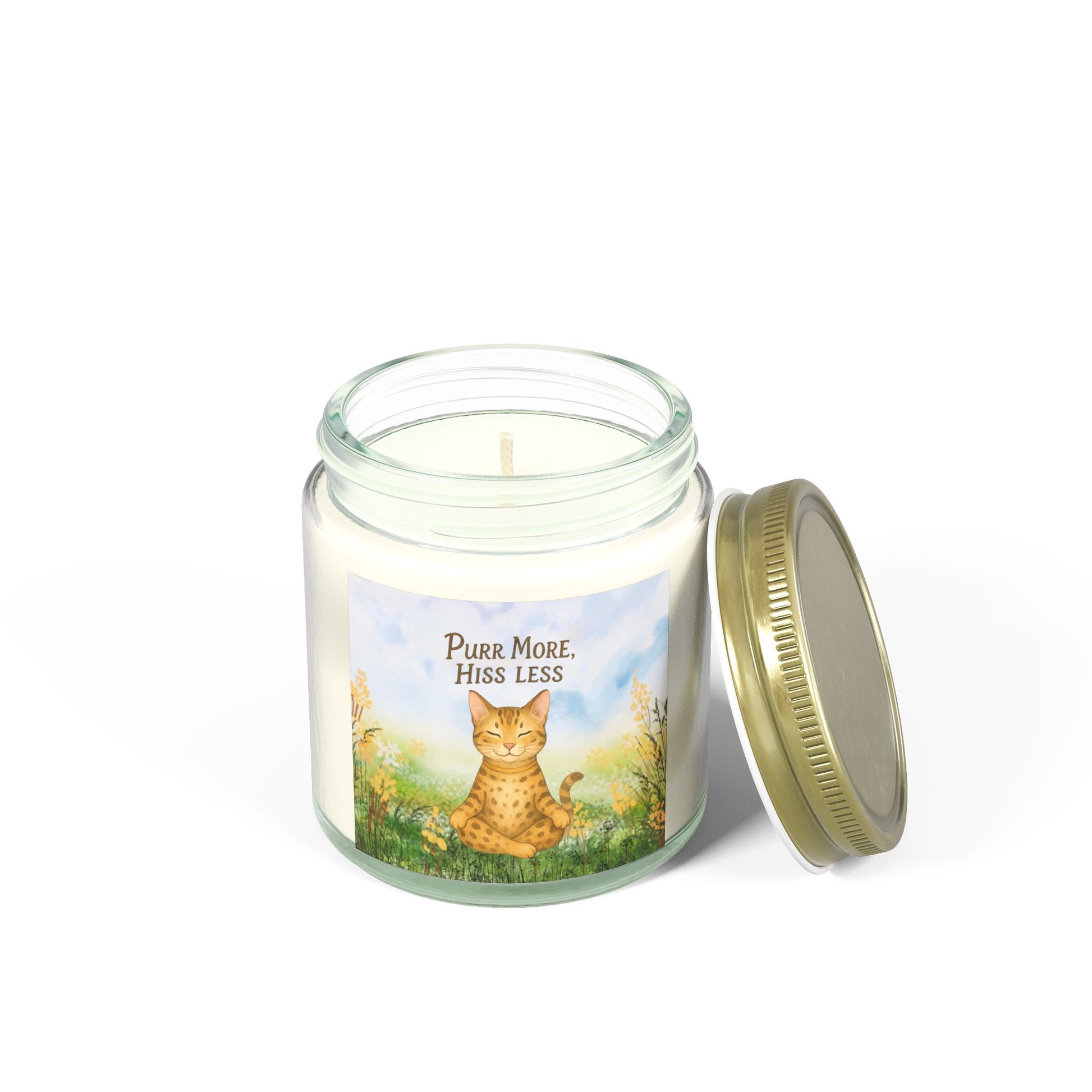Scented Candles for Cat Lovers - Purr More, Hiss Less - Coconut Apricot Wax, 4oz & 9oz, Cat Lover Gifts, Relaxing Home Decor