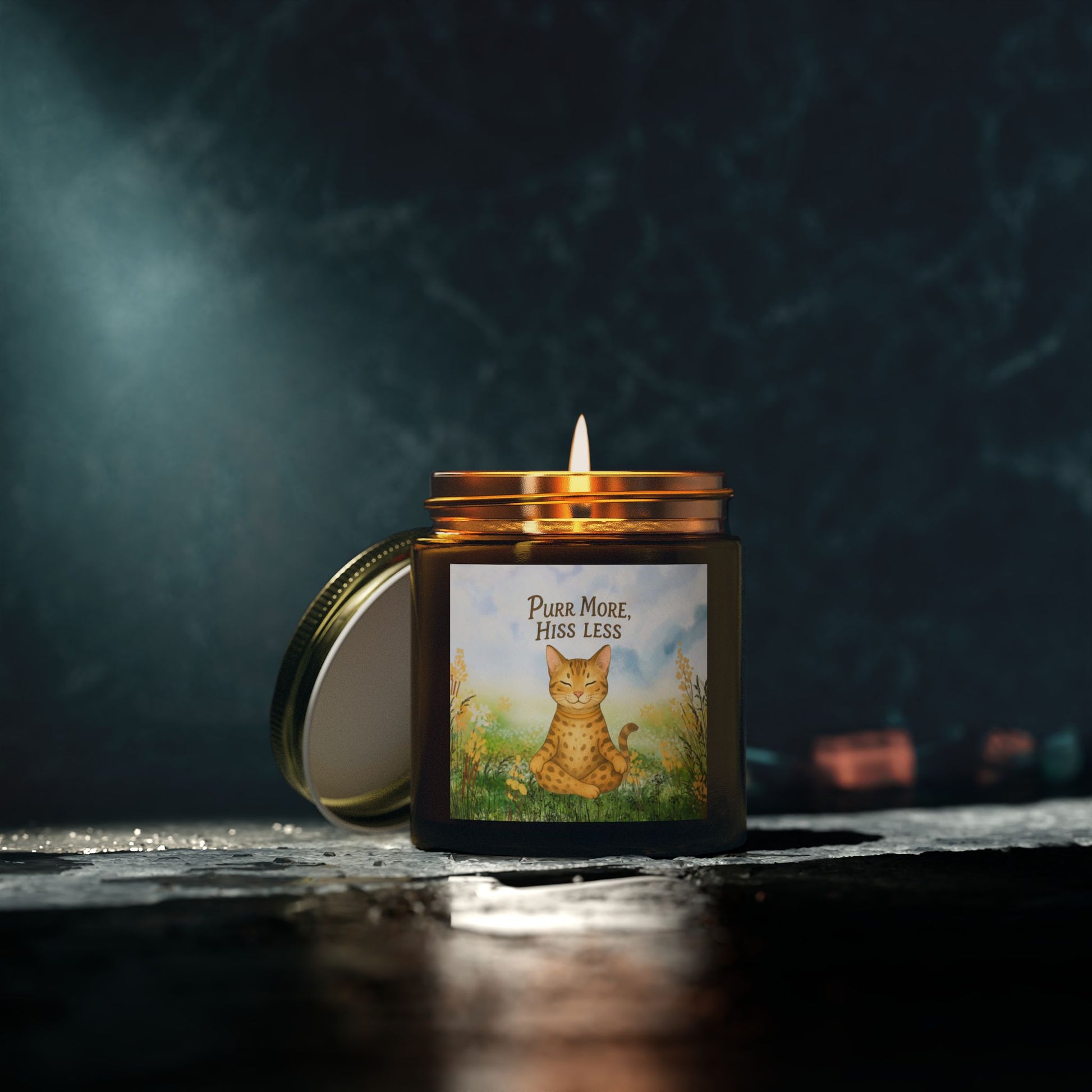 Scented Candles for Cat Lovers - Purr More, Hiss Less - Coconut Apricot Wax, 4oz & 9oz, Cat Lover Gifts, Relaxing Home Decor