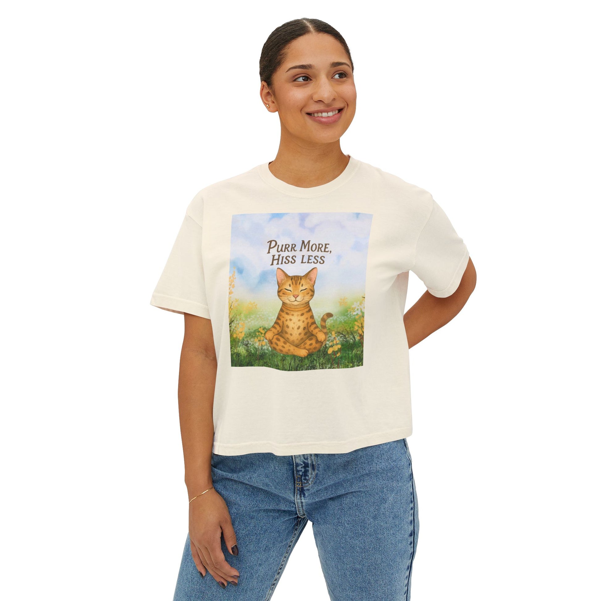 T-shirt for Cat Lovers, Purr More Hiss Less Design, Cozy Womens T-Shirt, Cat Lover Gift for Birthdays, Cat Lover Apparel, Comfort Colors