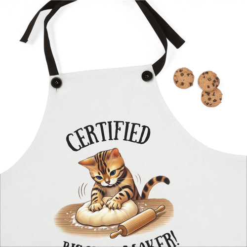 Certified Biscuit Maker Apron - Fun Cat Cooking Gift, Baking Apparel for Cat Lovers, Kitchen Accessory, Unique Gift for Bakers