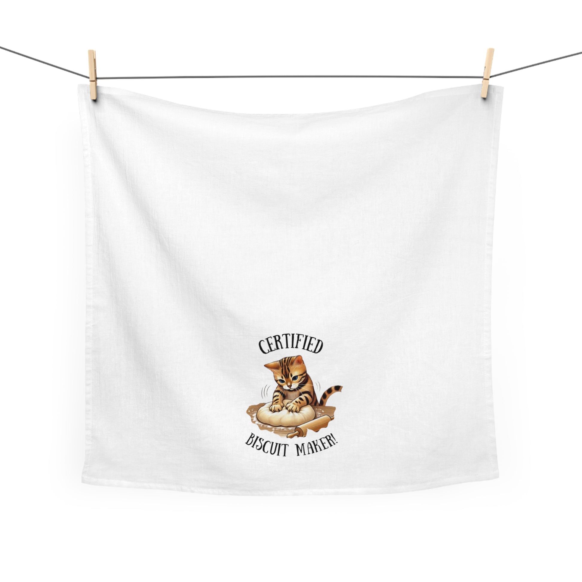 Cute Tea Towel for Cat Lovers, Certified Biscuit Maker Kitchen Decor, Unique Gift for Cat Lovers, Cat Owner Gift, Fun Home Accents