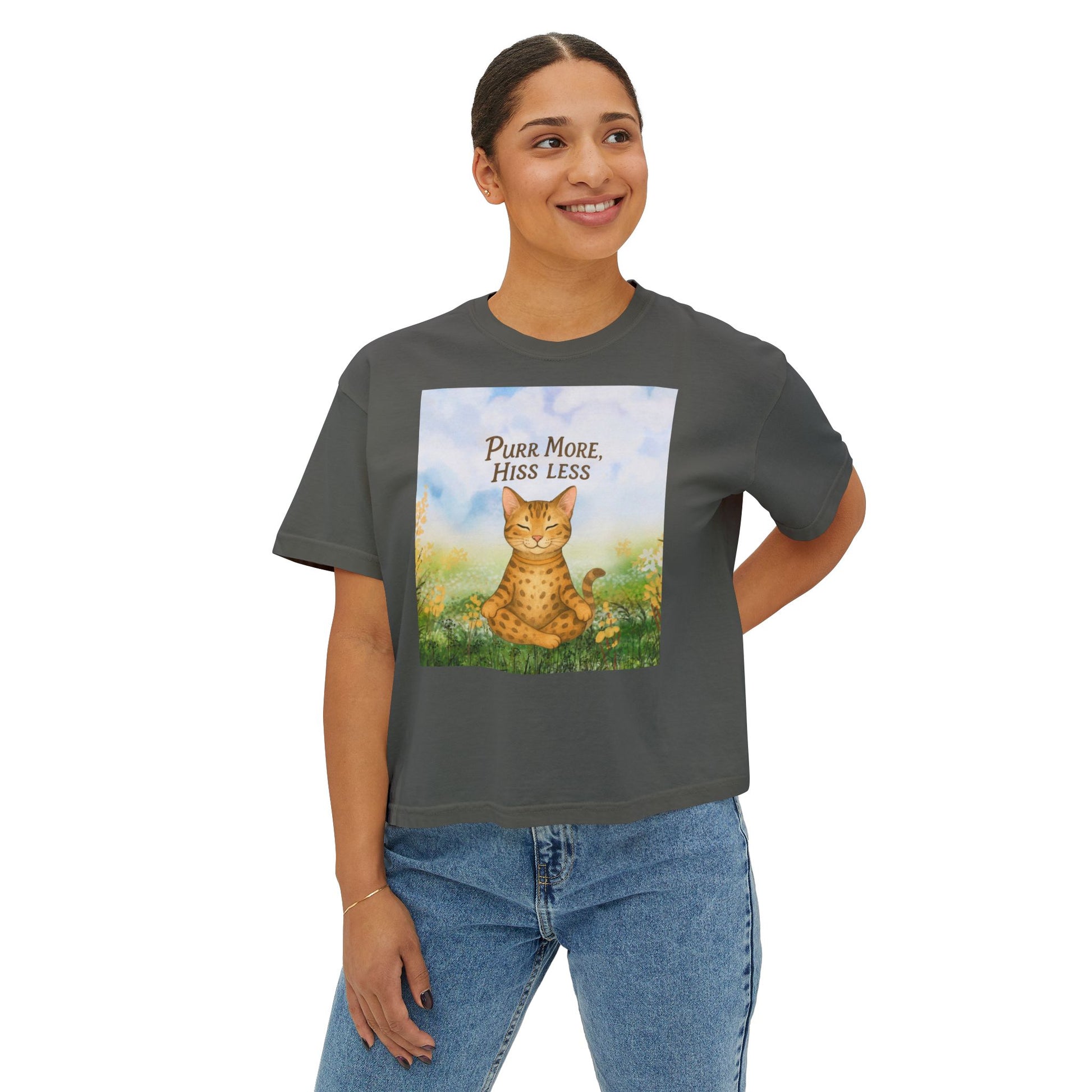 T-shirt for Cat Lovers, Purr More Hiss Less Design, Cozy Womens T-Shirt, Cat Lover Gift for Birthdays, Cat Lover Apparel, Comfort Colors