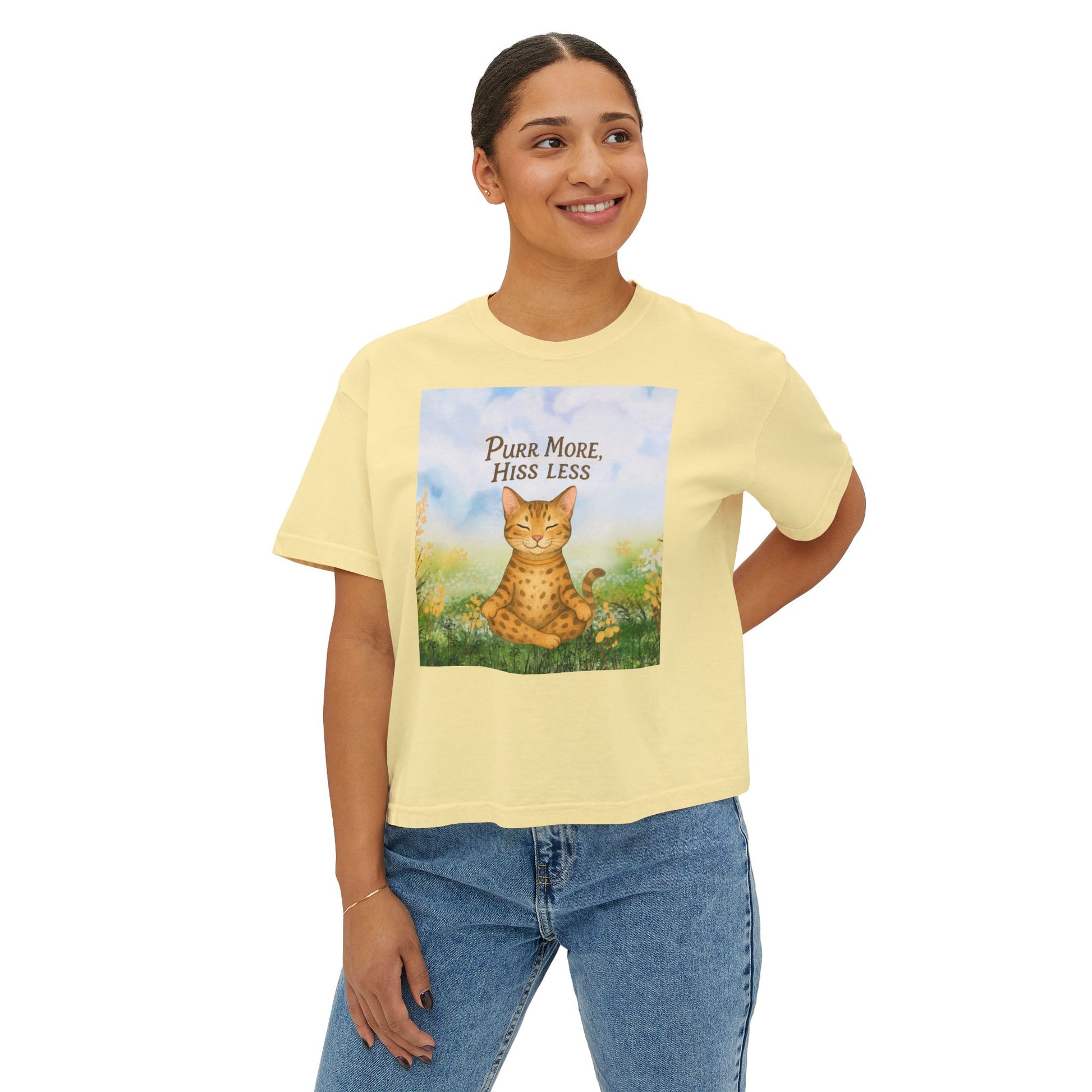 T-shirt for Cat Lovers, Purr More Hiss Less Design, Cozy Womens T-Shirt, Cat Lover Gift for Birthdays, Cat Lover Apparel, Comfort Colors