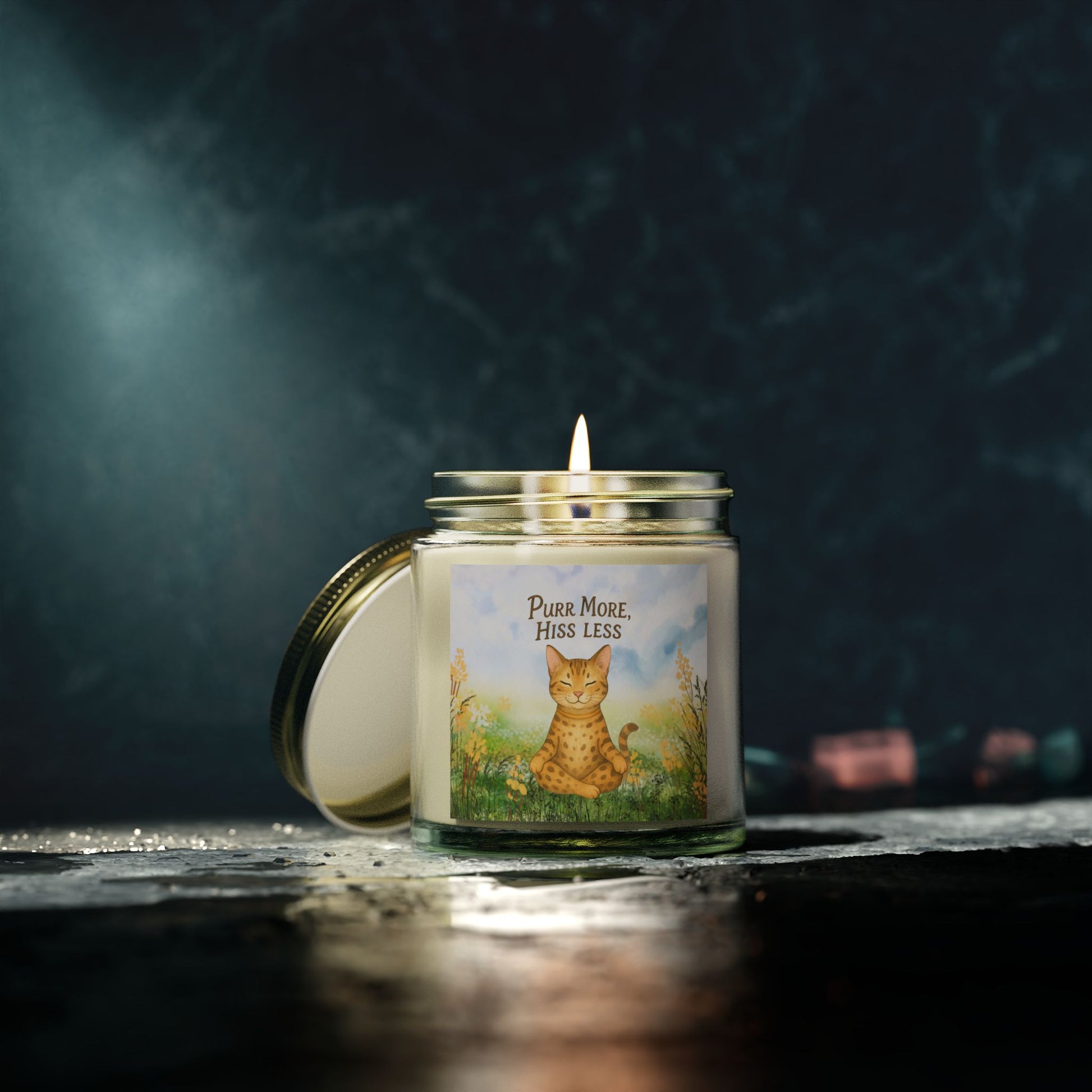 Scented Candles for Cat Lovers - Purr More, Hiss Less - Coconut Apricot Wax, 4oz & 9oz, Cat Lover Gifts, Relaxing Home Decor