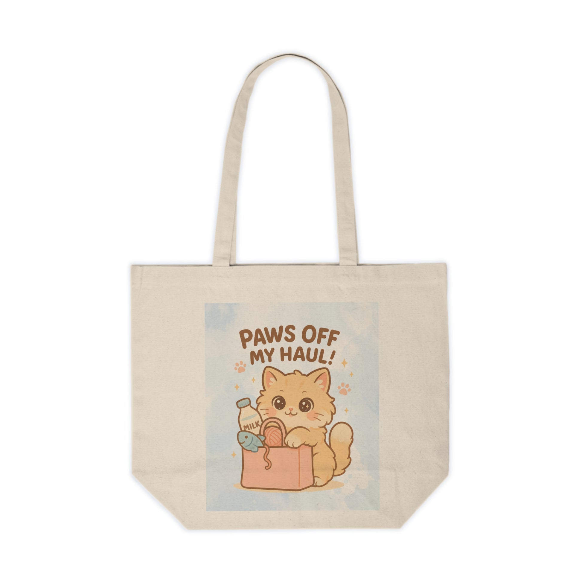 Cute Canvas Shopping Tote, Paws Off My Haul, Pet Lovers Gift, Eco-Friendly Grocery Bag, Funny Cat Tote