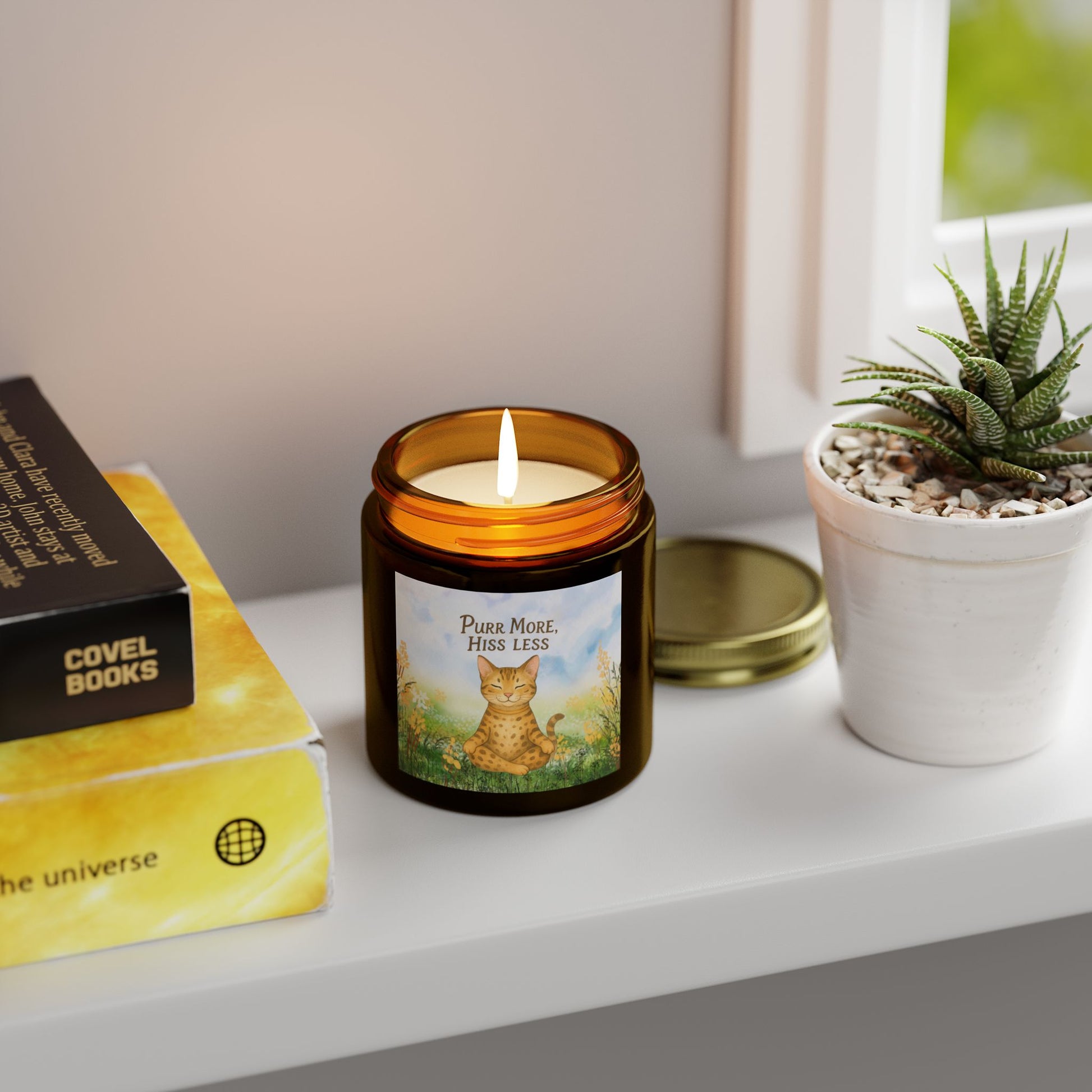 Scented Candles for Cat Lovers - Purr More, Hiss Less - Coconut Apricot Wax, 4oz & 9oz, Cat Lover Gifts, Relaxing Home Decor