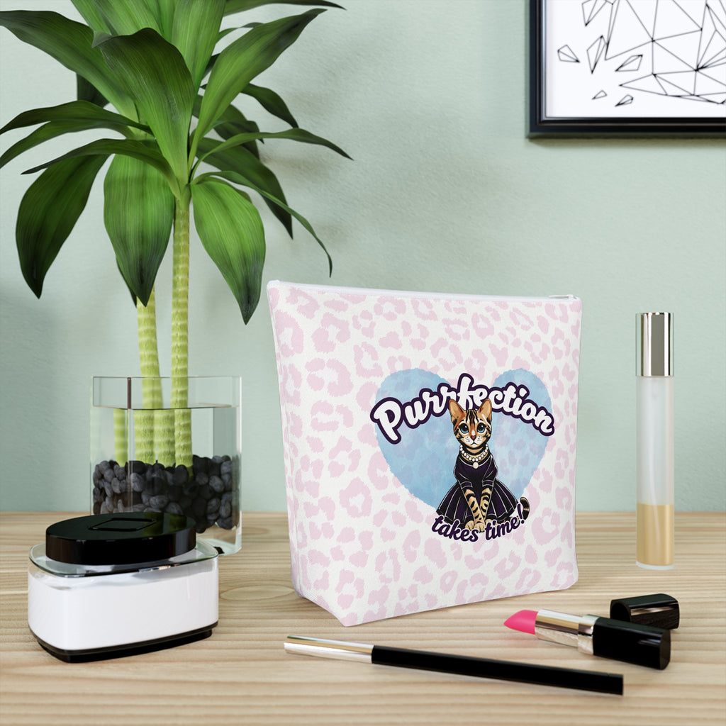 Purrfection Takes Time Cosmetic Bag | Cat Lover's Makeup Organizer