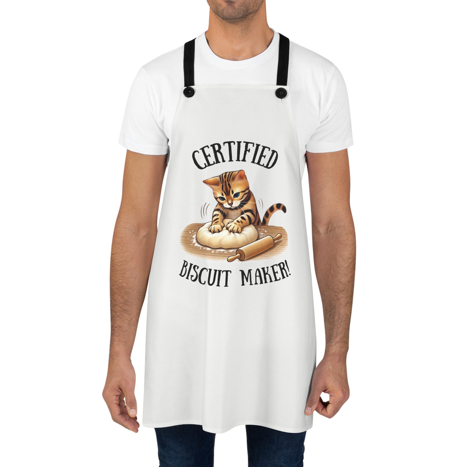 Certified Biscuit Maker Apron - Fun Cat Cooking Gift, Baking Apparel for Cat Lovers, Kitchen Accessory, Unique Gift for Bakers