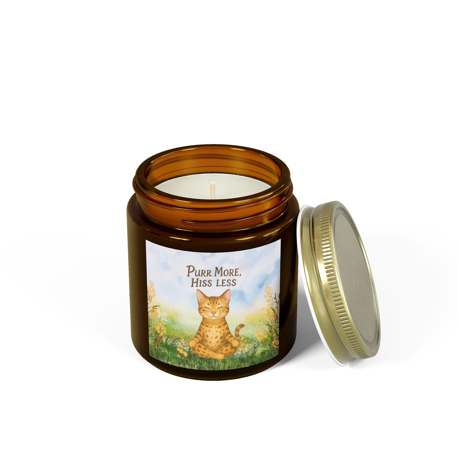 Scented Candles for Cat Lovers - Purr More, Hiss Less - Coconut Apricot Wax, 4oz & 9oz, Cat Lover Gifts, Relaxing Home Decor