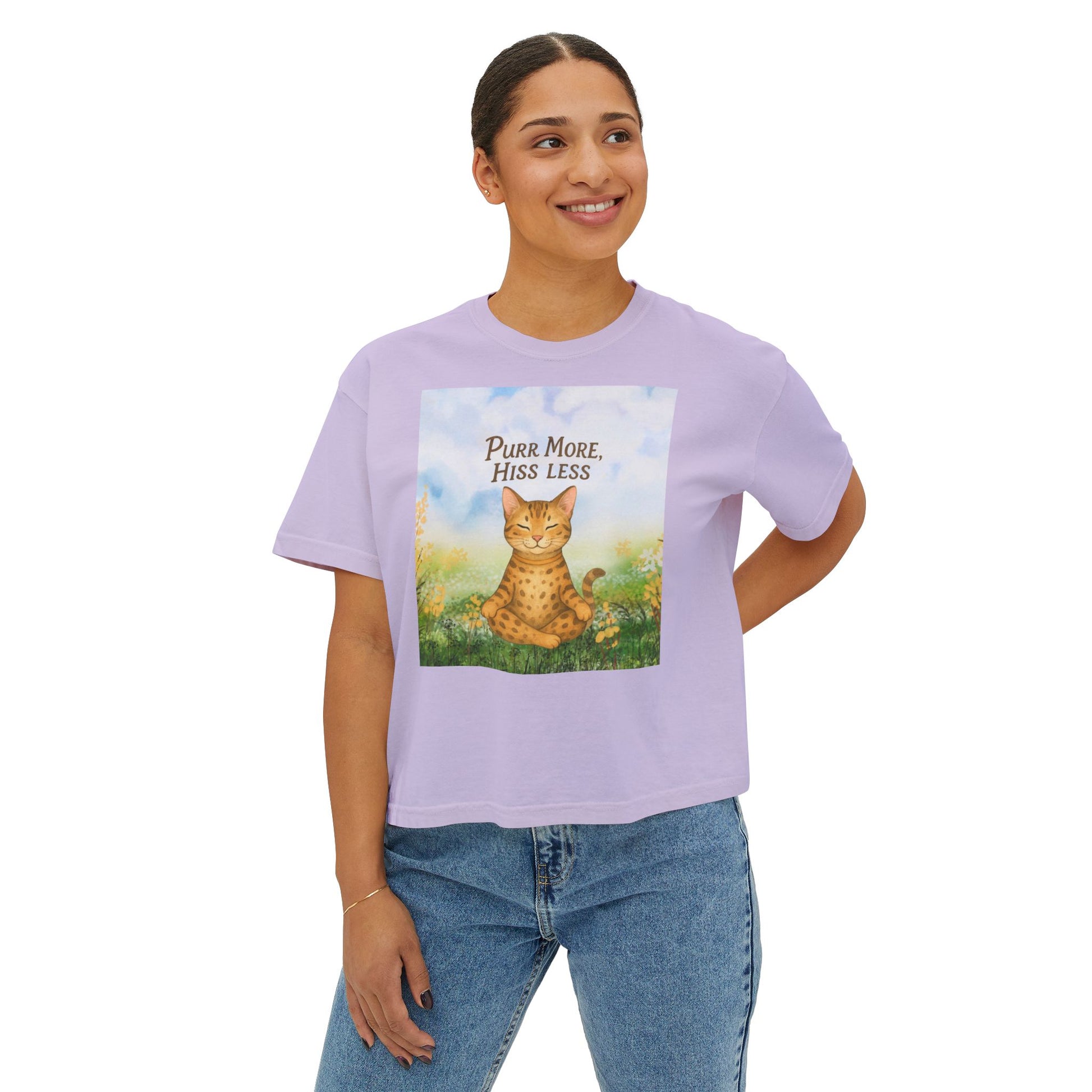 T-shirt for Cat Lovers, Purr More Hiss Less Design, Cozy Womens T-Shirt, Cat Lover Gift for Birthdays, Cat Lover Apparel, Comfort Colors