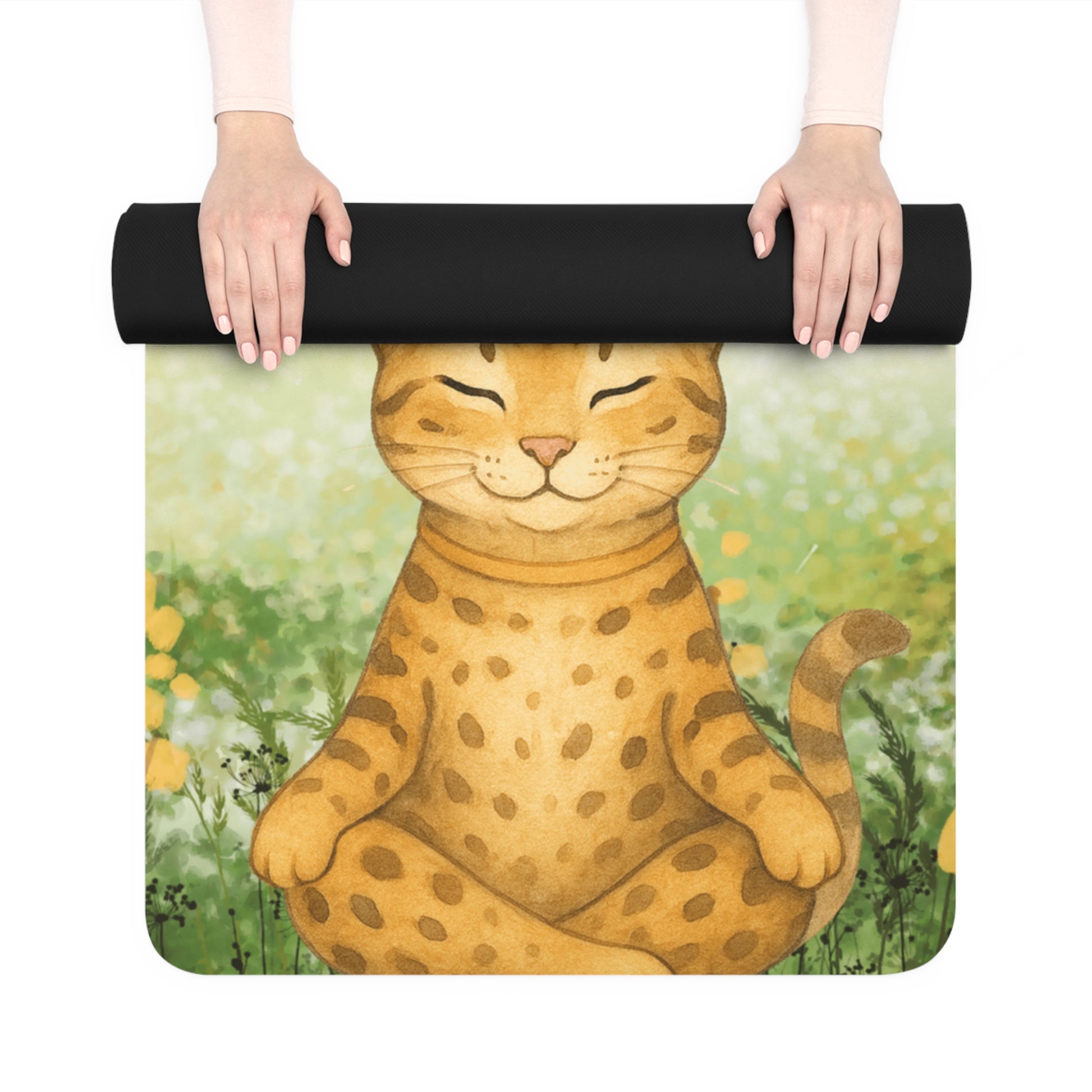 Yoga Mat for Cat Lovers - Purr More, Hiss Less Design, Exercise Accessory, Cat Lover Gift, Home Fitness, Meditation Mat