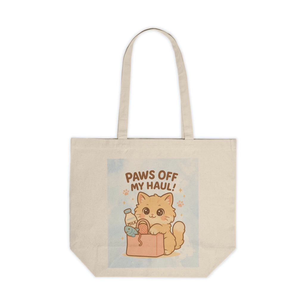 Cute Canvas Shopping Tote, Paws Off My Haul, Pet Lovers Gift, Eco-Friendly Grocery Bag, Funny Cat Tote
