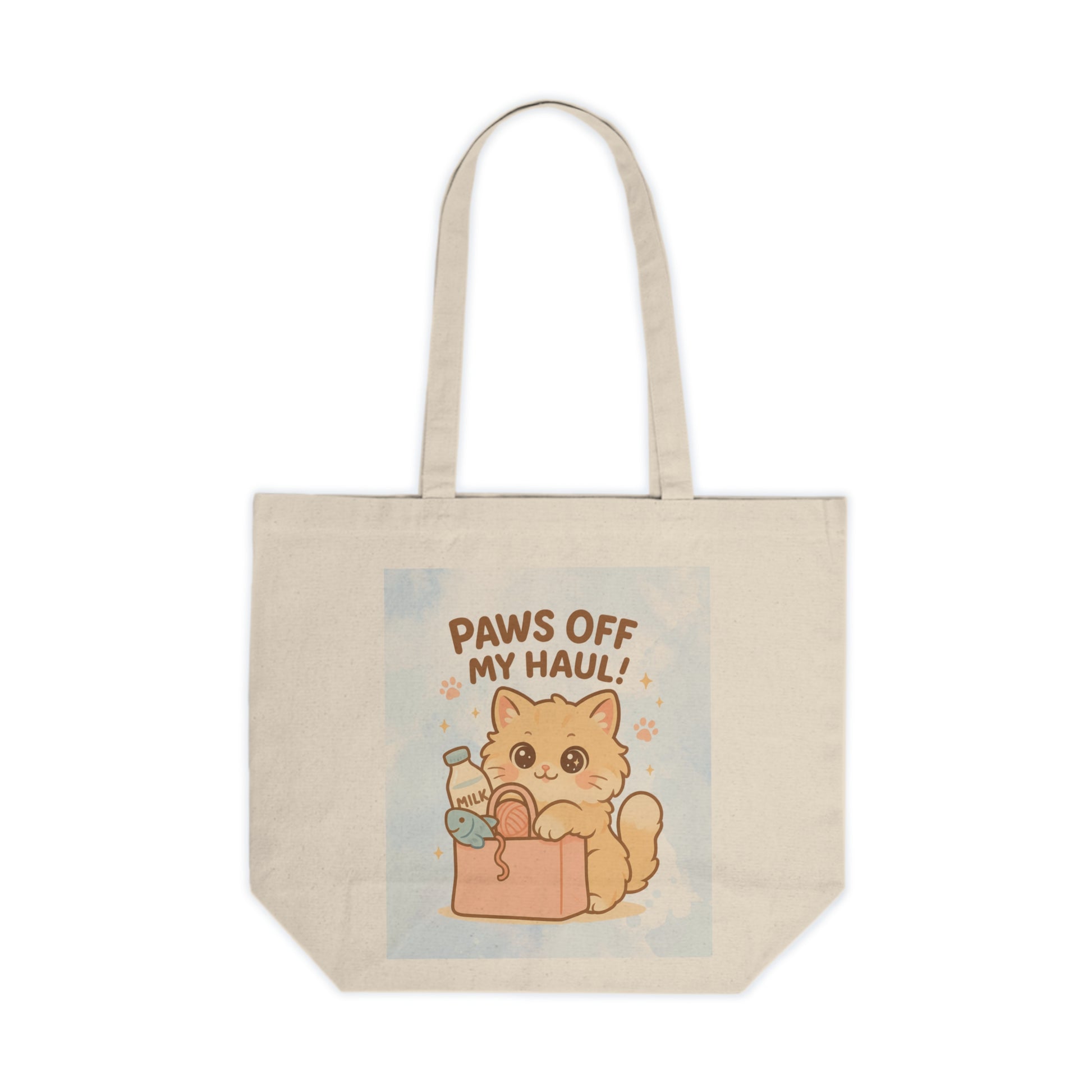 Cute Canvas Shopping Tote, Paws Off My Haul, Pet Lovers Gift, Eco-Friendly Grocery Bag, Funny Cat Tote